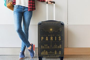 MuchoWow Handgepäckkoffer Stadtbild Paris - schwarz, 4 Rollen, Reisetasche mit rollen, Handgepäck für Ferien, Trolley, Reisekoffer