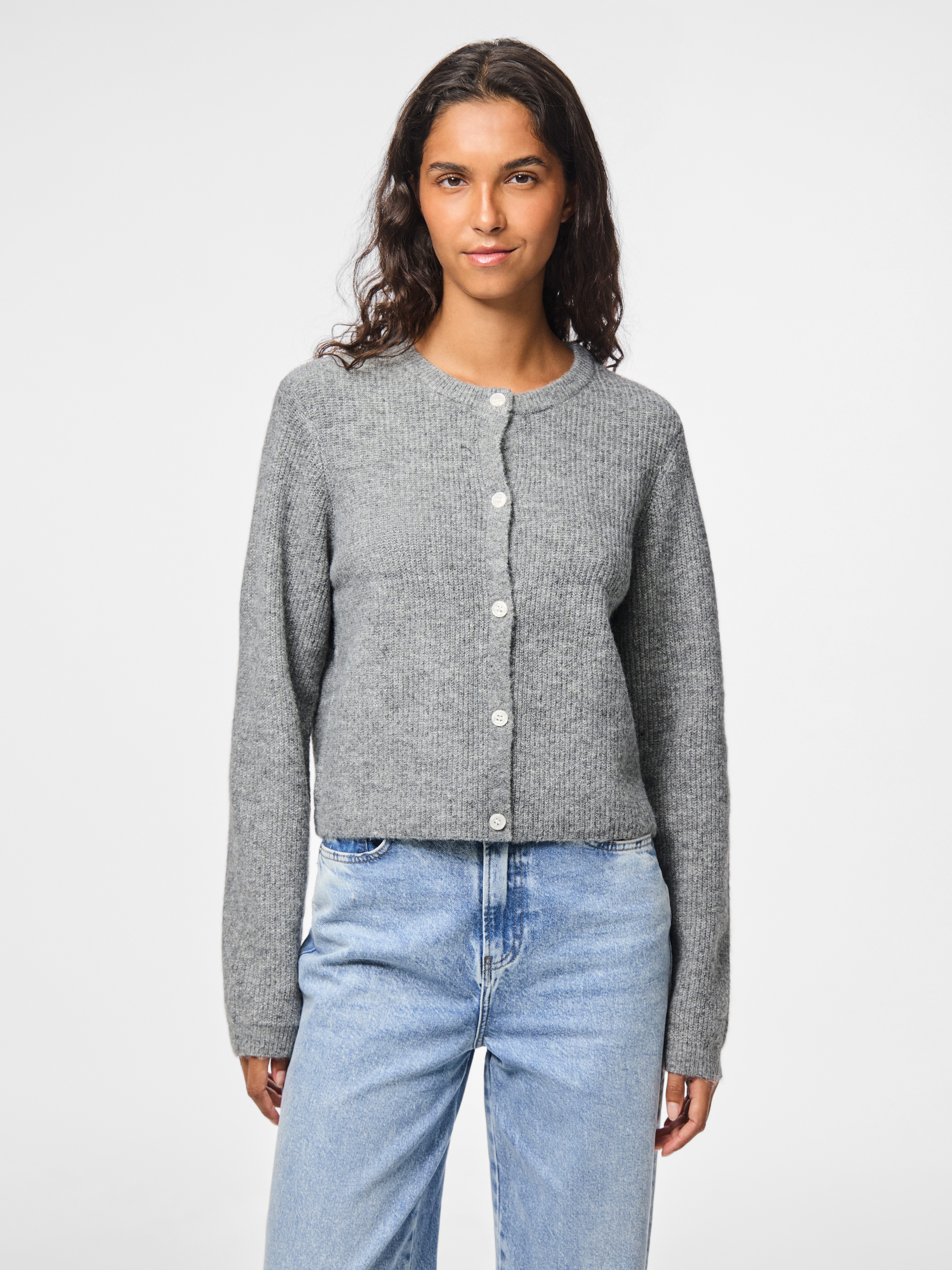 pieces Strickjacke PCSILLY LS O-NECK KNIT CARDIGAN NOOS BC Materialmix, regular fit