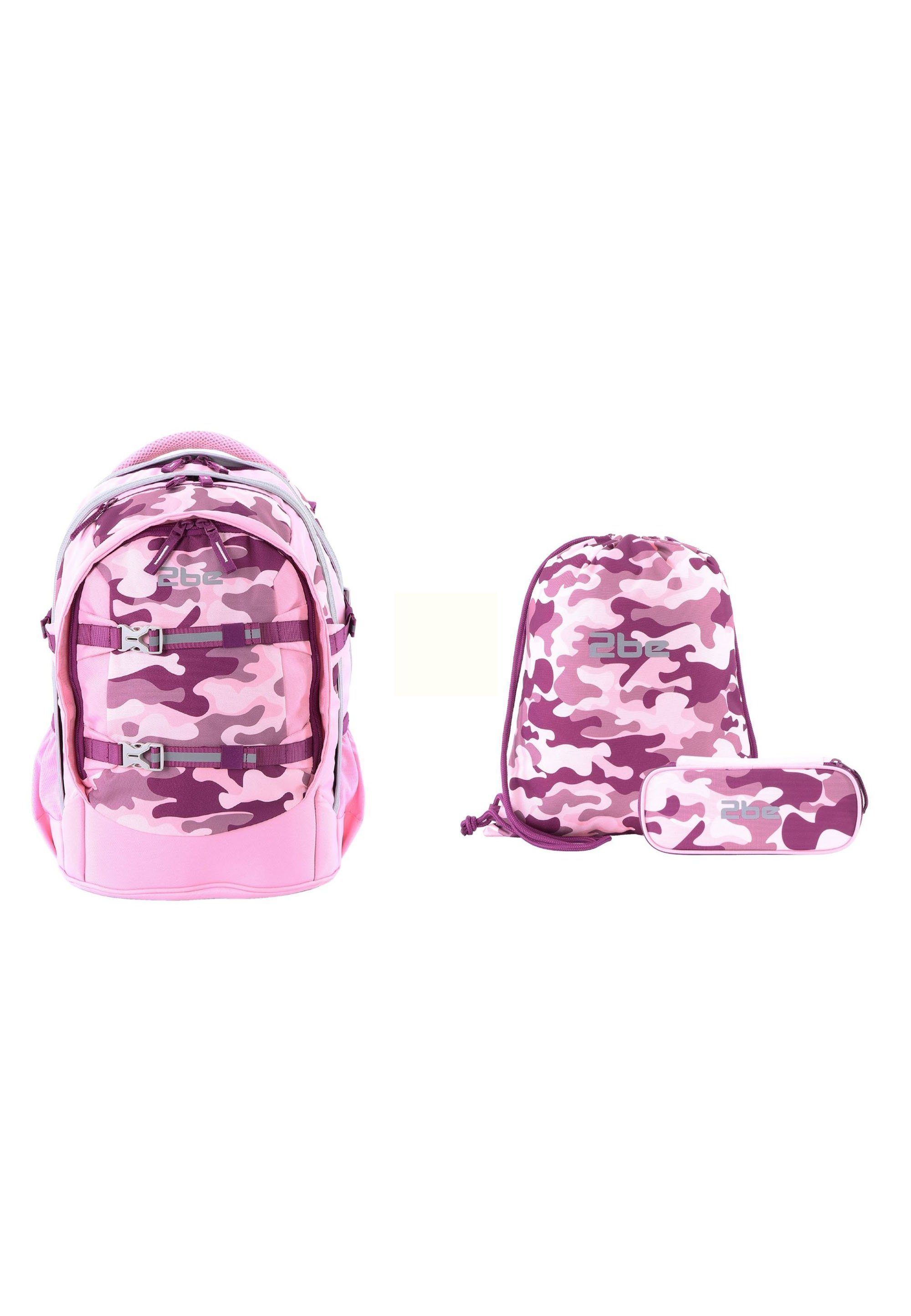 2be 2be Schulrucksack Camoflage, im 3er Set mit Turnbeutel und Federmäppchen