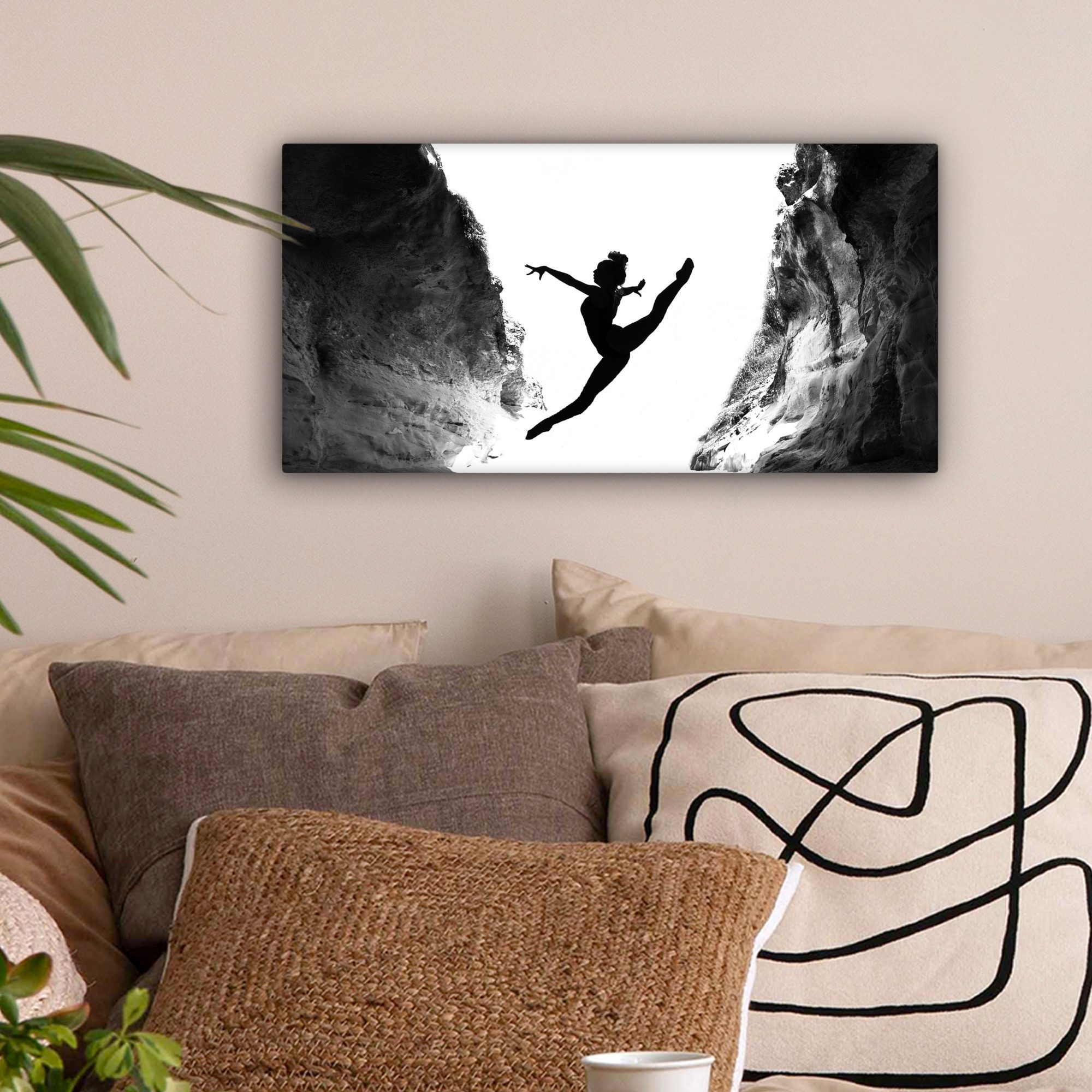OneMillionCanvasses® Leinwandbild Panorama Ballett - Herz - Höhle - Schwarz - Weiß, Fotodruck (1 St), Leinwand Bilder für Wohnzimmer Schlafzimmer 60x30 cm