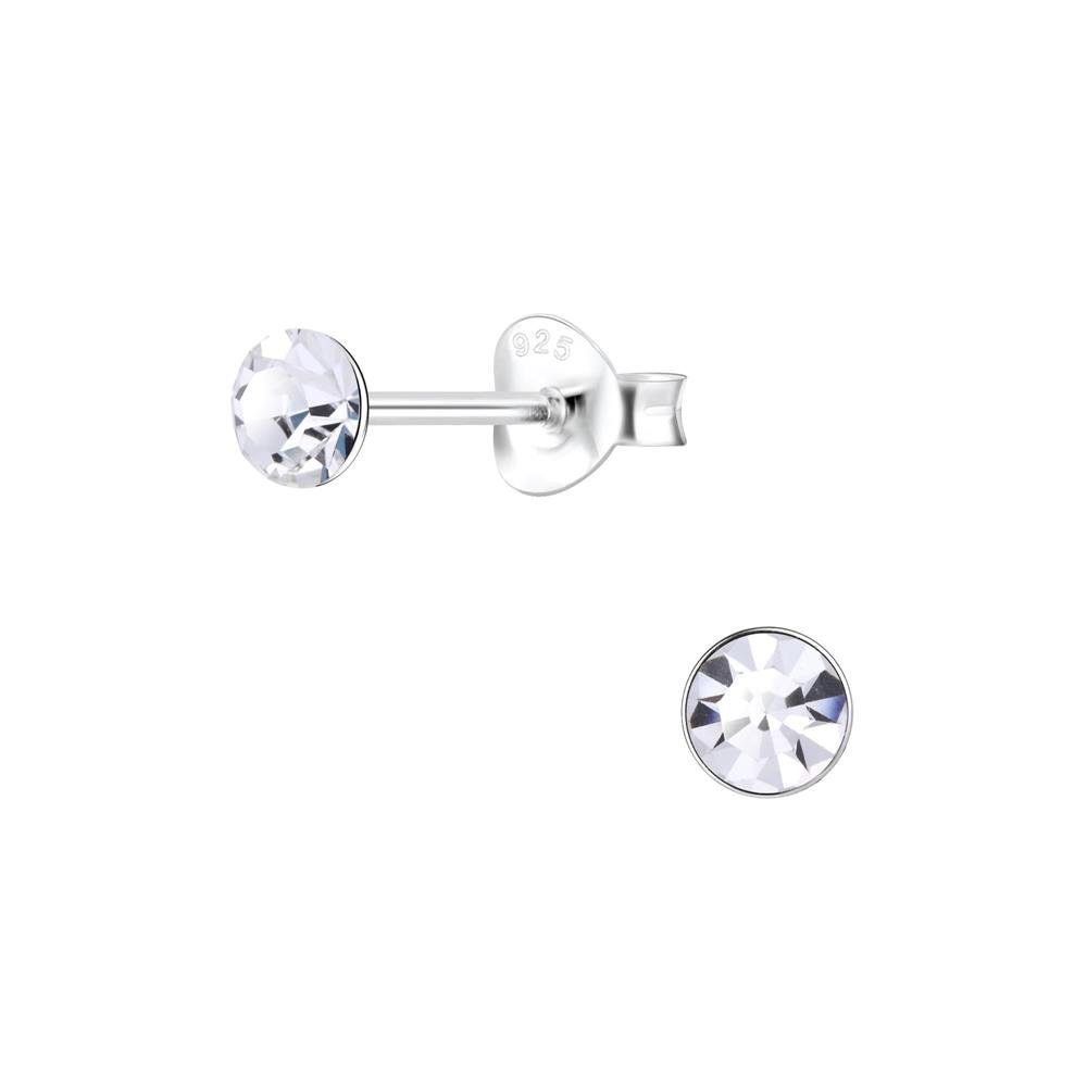 (2 Ohrstecker Ohrringe Ohrschmuck Damen Stück), aus Ohrring-Set BUNGSA (1 Paar rund 2-tlg), 925 Kristall Silber