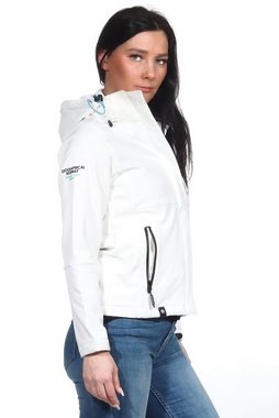 Geographical Norway Softshelljacke Geographical Norway Damen Softshelljacke G-Tara by leyoley mit abnehmbarer Kapuze, Stehkragen, Wetterschutz