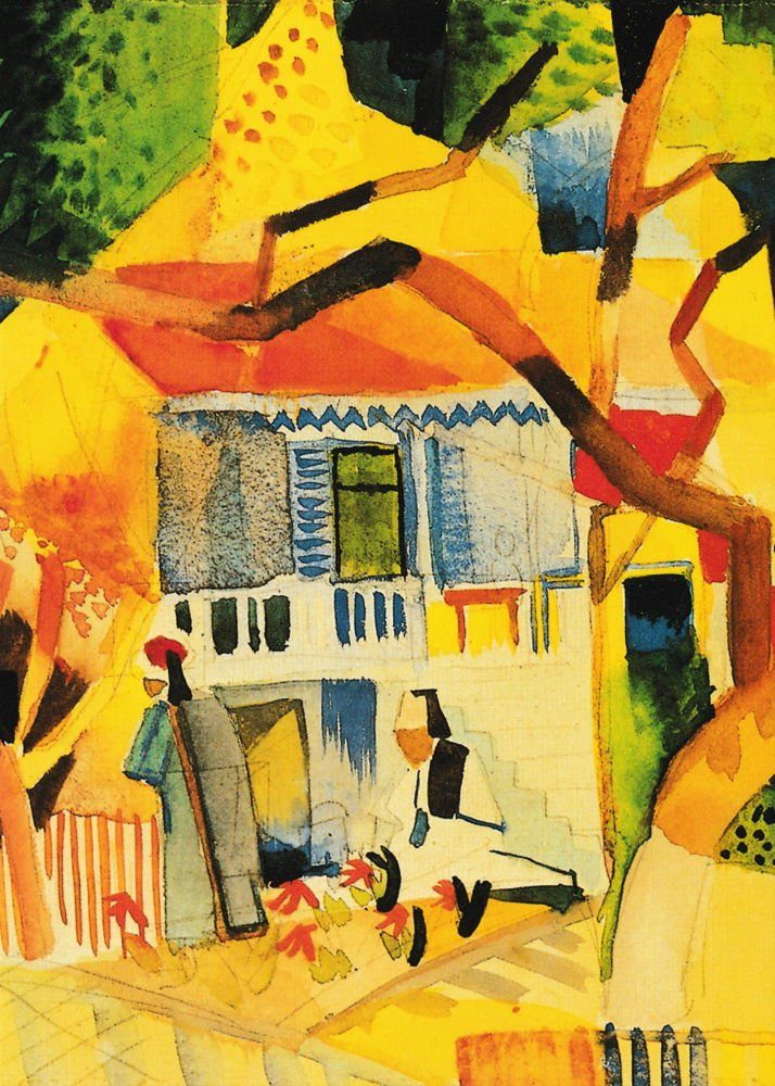 Postkarte Kunstkarte August Macke "Innenhof des Landhauses St. Germain, Tunis"