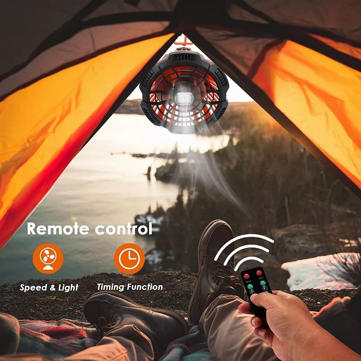 RWEUOQ Standventilator Tragbare Camping-Ventilatorleuchte, USB-betrieben, L günstig online kaufen