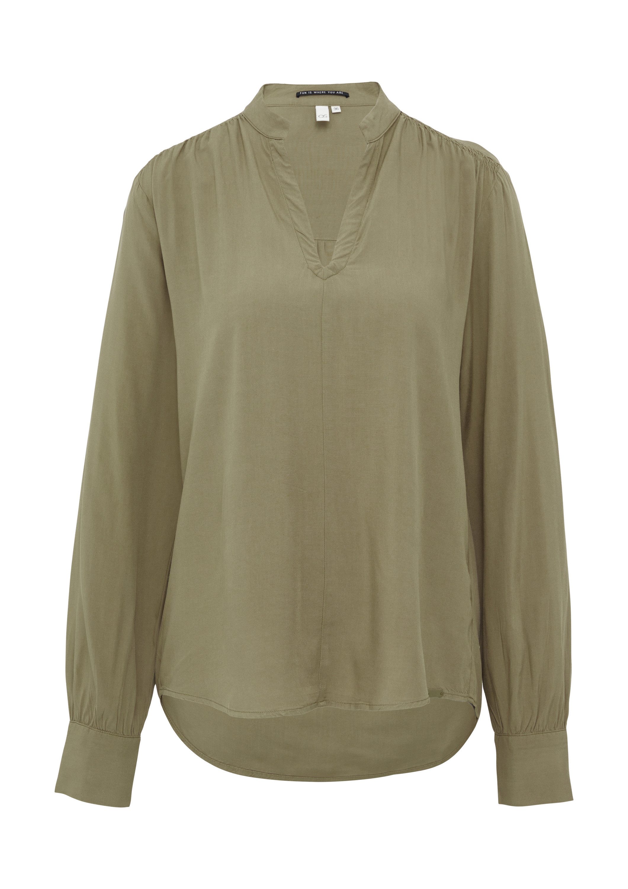 QS Langarmbluse Bluse Viskosebluse mit Smok-Detail an der Schuler günstig online kaufen