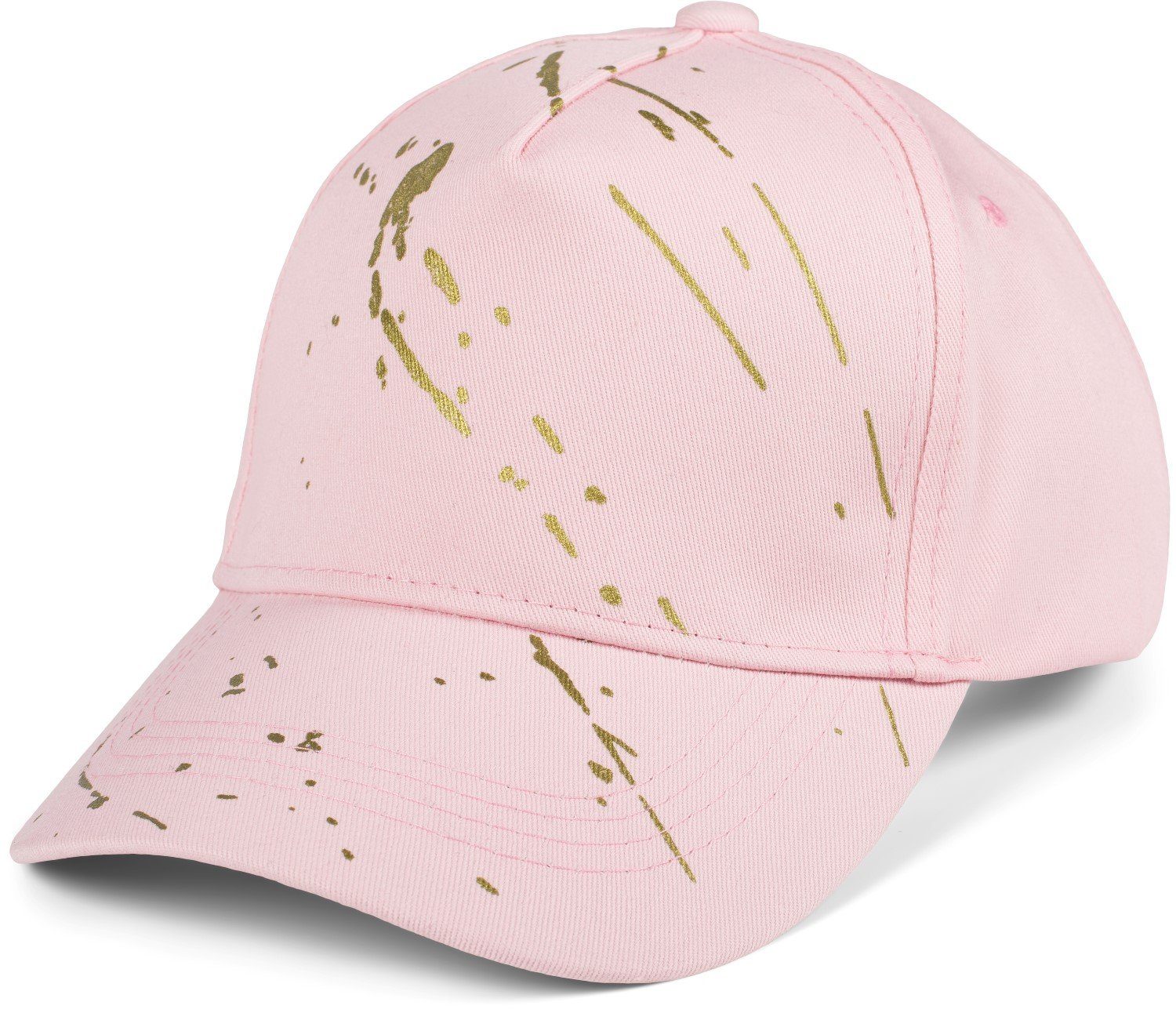 styleBREAKER Baseball Cap (1-St) Baseball Cap mit goldenen Farbspritzern Rose