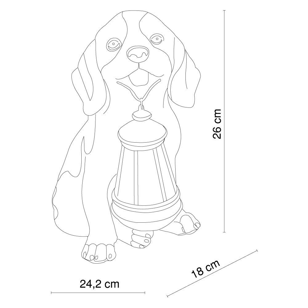 GLOBO LIGHTING LED Solarleuchte, LED-Leuchtmittel fest verbaut, Warmweiß, 2er Set LED Solar Skulptulampe Aussen Leuchte Hund Garten Hund Tier