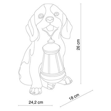 etc-shop LED Dekofigur, LED-Leuchtmittel fest verbaut, Warmweiß, 2er Set LED Solar Skulptulampe Aussen Leuchte Hund Garten Hund Tier
