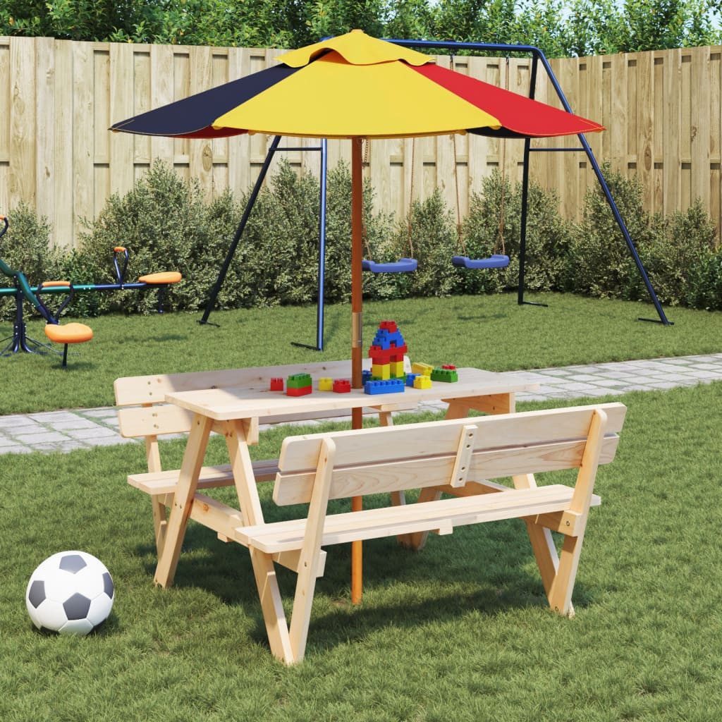 vidaXL Sonnenschirm Sonnenschirm für Kinder mit Holzmast Ø120x140 cm