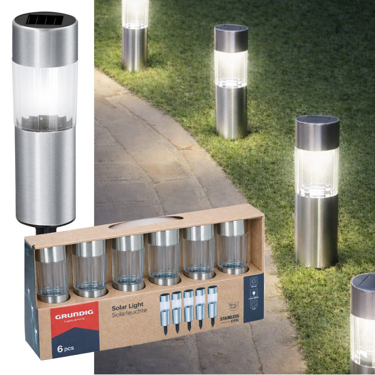 Grundig Gartenleuchte Grundig Solarleuchten Set 6