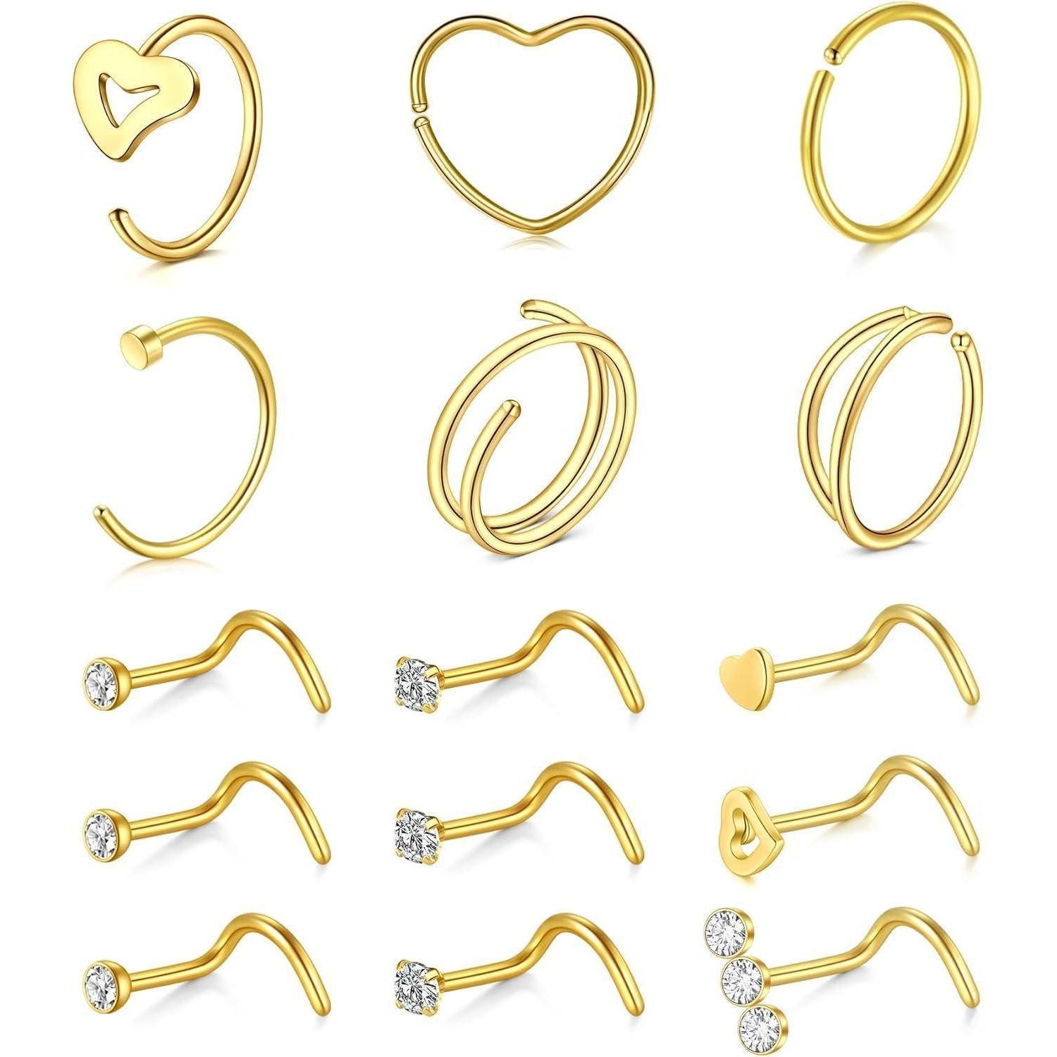 MODRSA Nasenpiercing Nasenpiercing Set Chirurgenstahl Schraube Nase Stud 20gauge Piercing