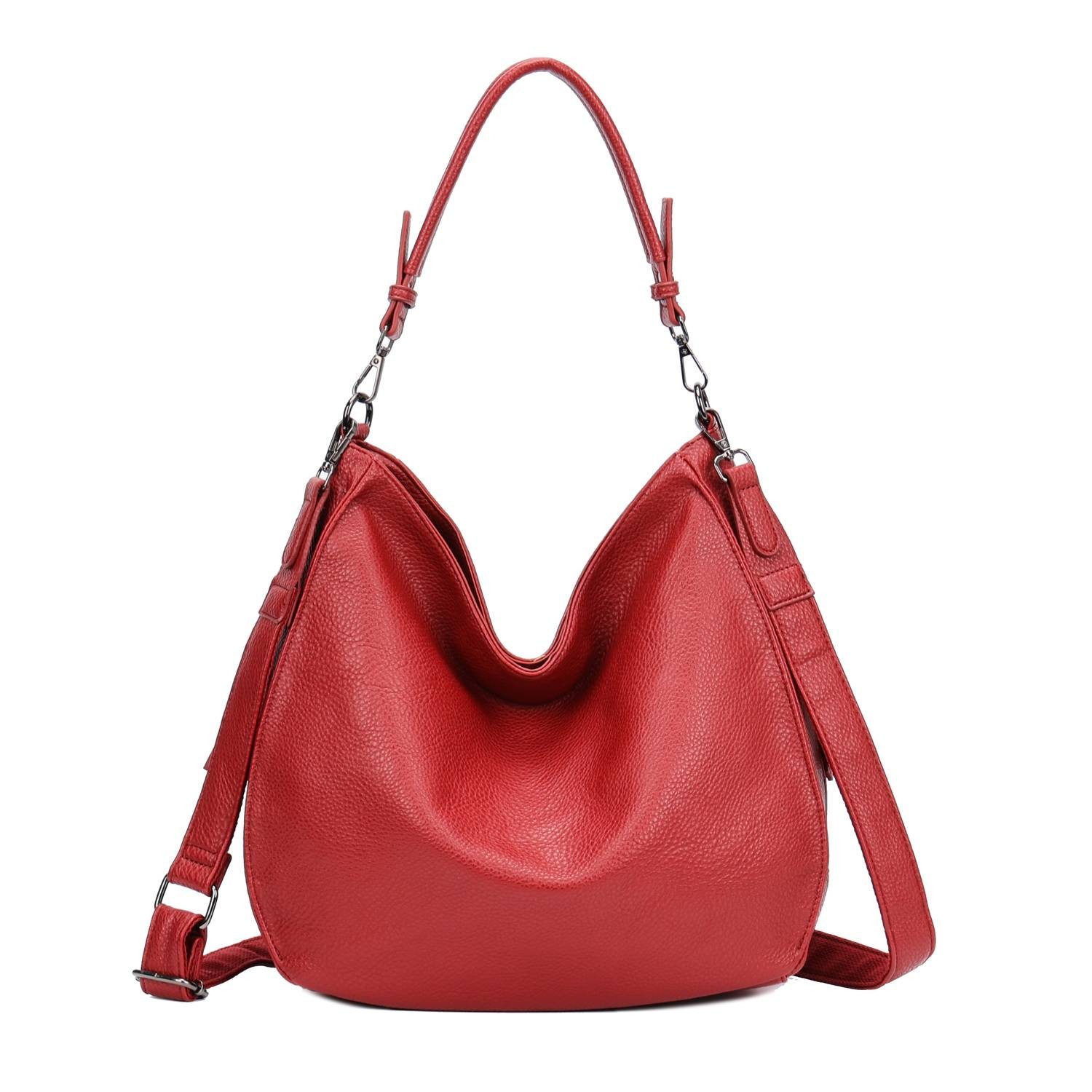 ITALYSHOP24 Schultertasche DAMEN TASCHE SHOPPER Hobo Cross Over Bag Reisetasche Umhängetasche, LEDER OPTIK Beuteltasche Cross body für Schule Reise Freizeit Urlaub
