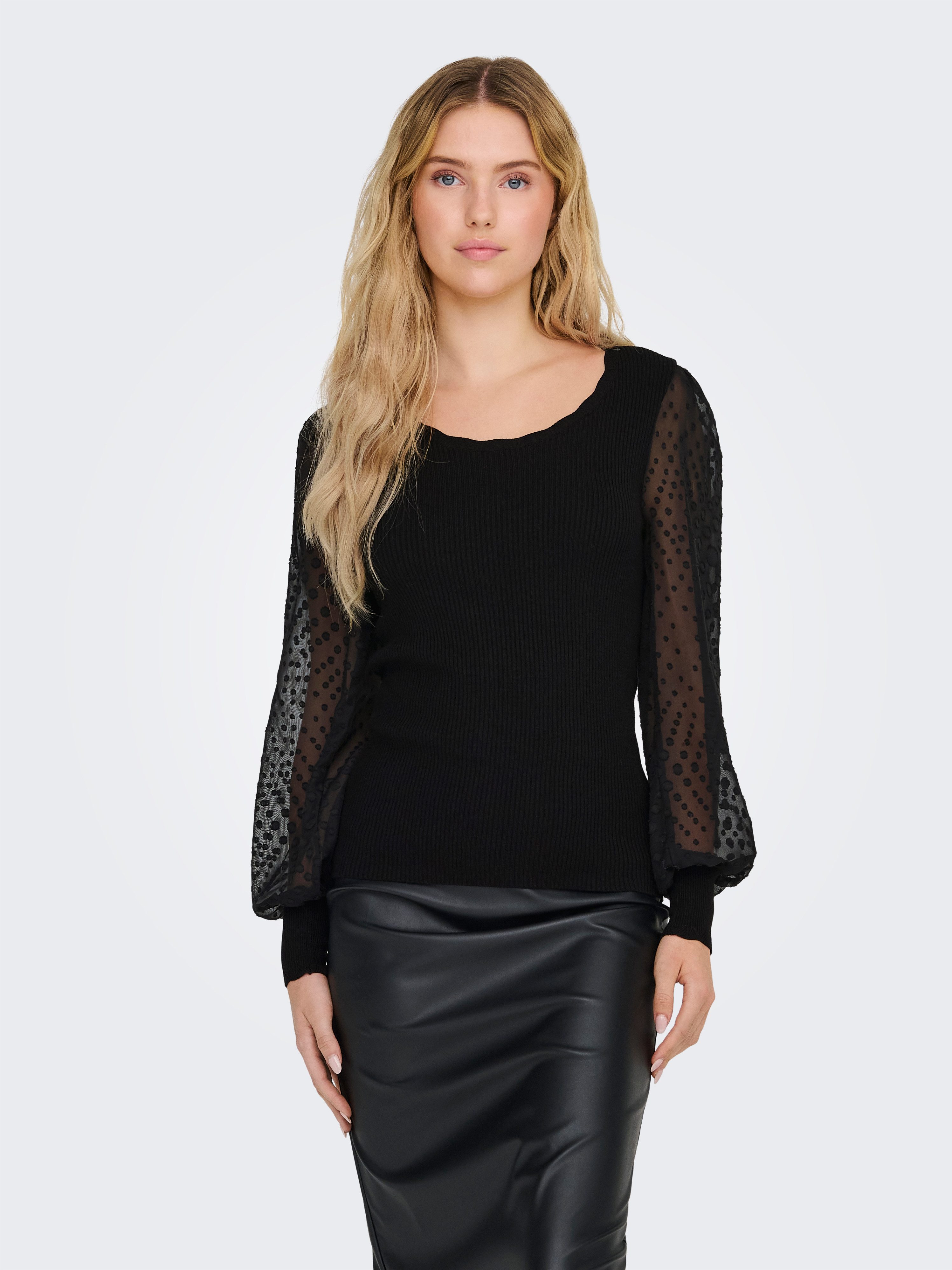ONLY Damen Pullover ONLLULU – Langarm, Rippstrick, Rundhals – Normalpassform