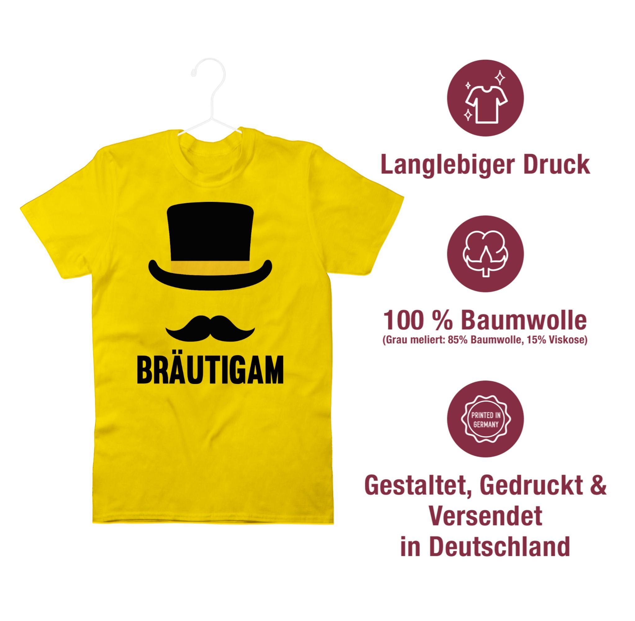 Shirtracer 3 Gelb T-Shirt Männer JGA Bräutigam Hut -
