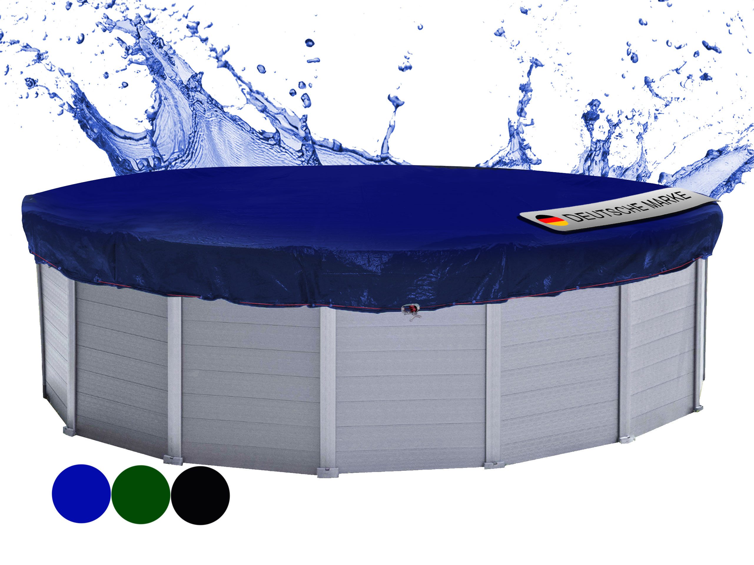Quick Star Pool-Abdeckplane Sommer & Winter Poolabdeckung 200 g/m² PE (Rund, Blau, ⌀ 420 cm), Beidseitig beschichtet, Gewebeverstärkt, UV-Resistent