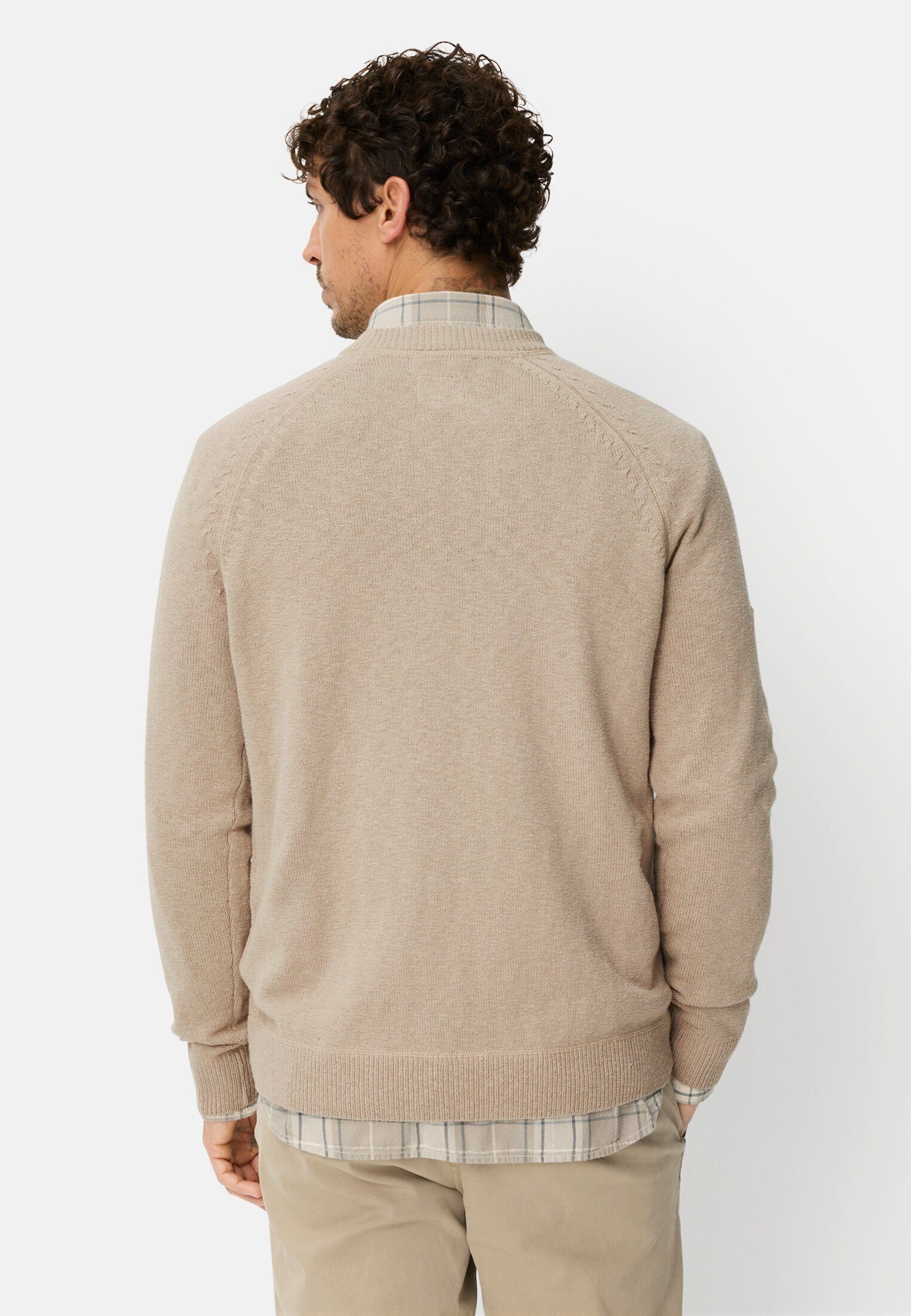 camel active Strickpullover mit Rundhalsausschnitt Langarm Markenlogo