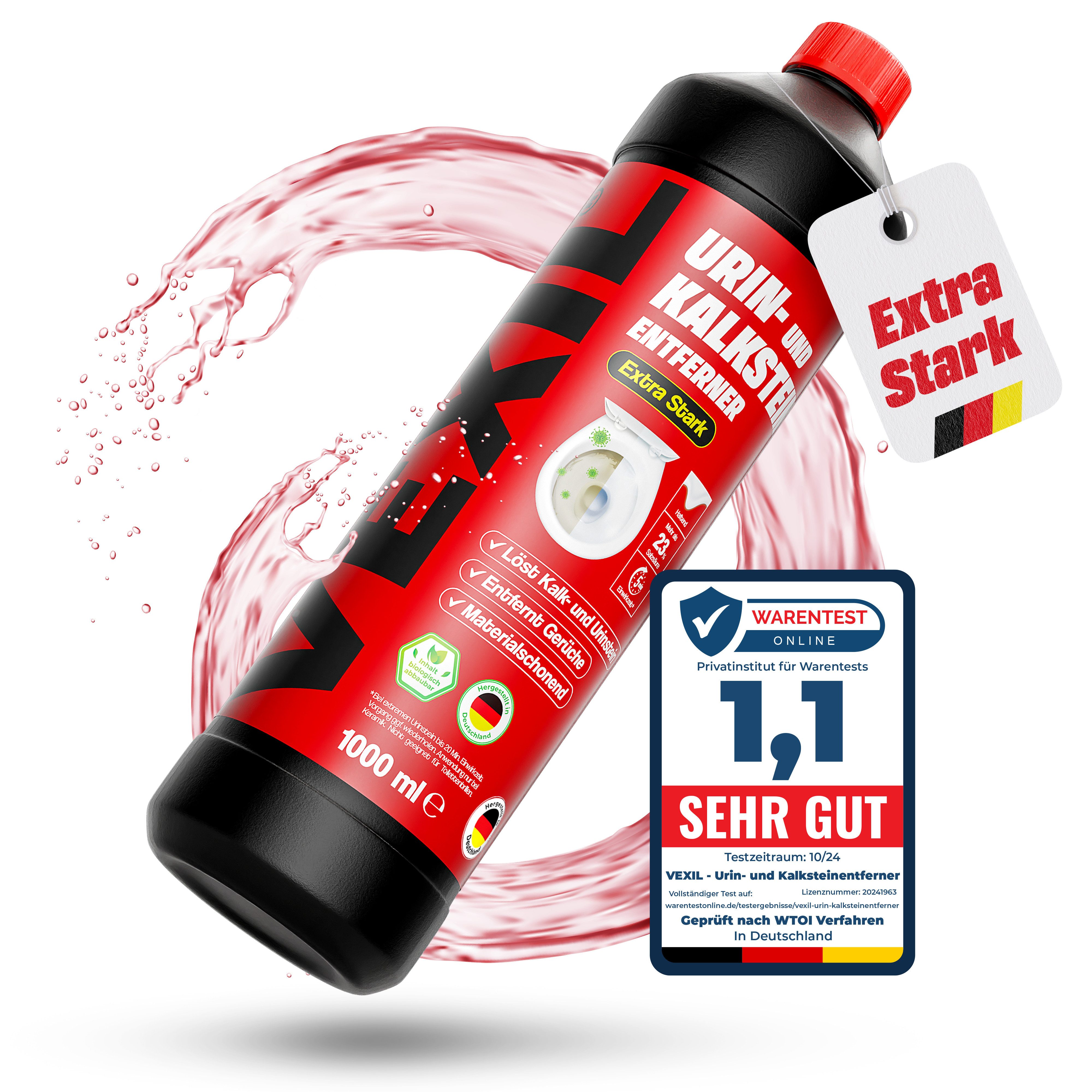 VEXIL Urinsteinentferner - entfernt mühelos hartnäckigen Schmutz - Urinsteinlöser (1x 1 L Urinsteinlöser Flasche 1 L)