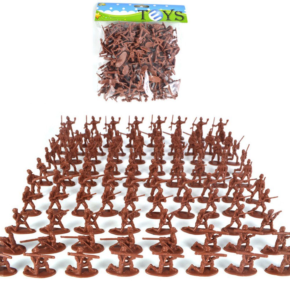 Kind Ja Spiel, Spielzeugsoldaten aus Plastik, 100 Stück, Mini Armee Figuren des für Kinder und Erwachsene Rot