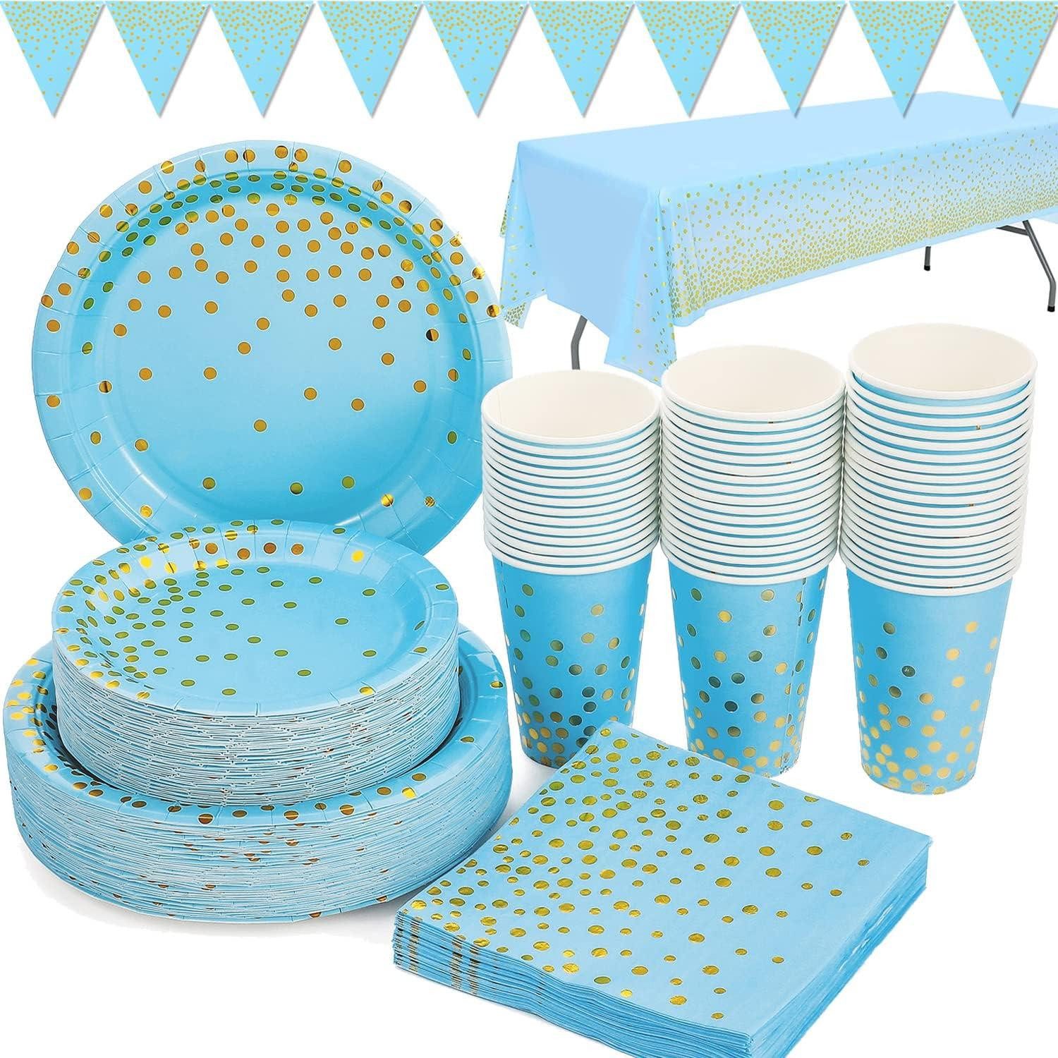 LuxusKollektion Tischdecke Blau Gold Partygeschirr Set günstig online kaufen