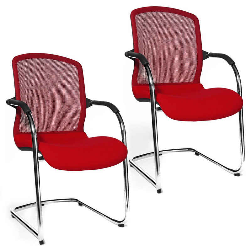 TOPSTAR Besucherstuhl 2 Besucherstühle Freischwinger Open Chair 100 - rot