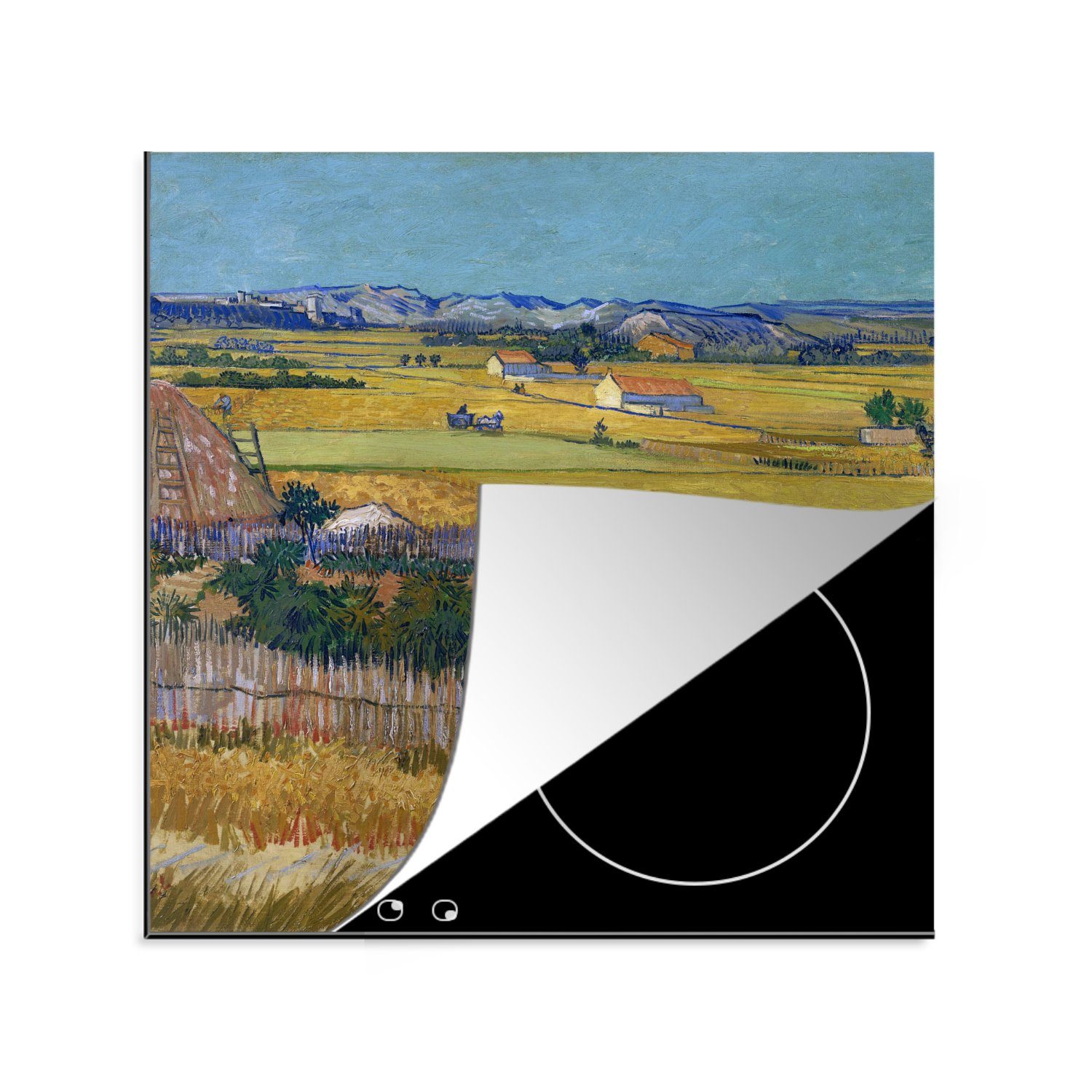 MuchoWow Herdblende-/Abdeckplatte Die Ernte - Gemälde von Vincent van Gogh, Vinyl, (1 tlg), 78x78 cm, Ceranfeldabdeckung, Arbeitsplatte für küche