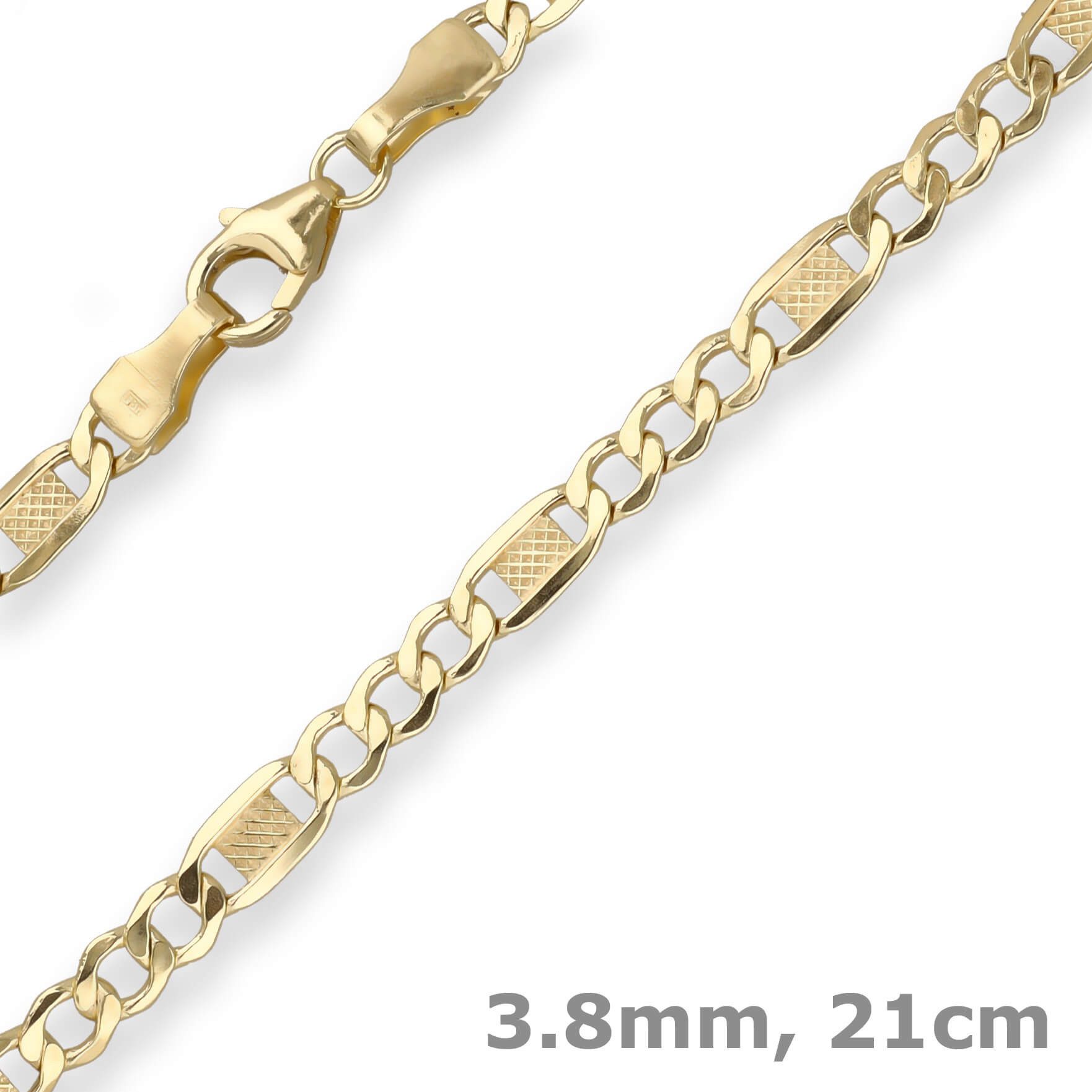 Schmuck Krone Goldarmband 3,8mm Armband Fantasiekette aus 375 Gelbgold 21cm günstig online kaufen