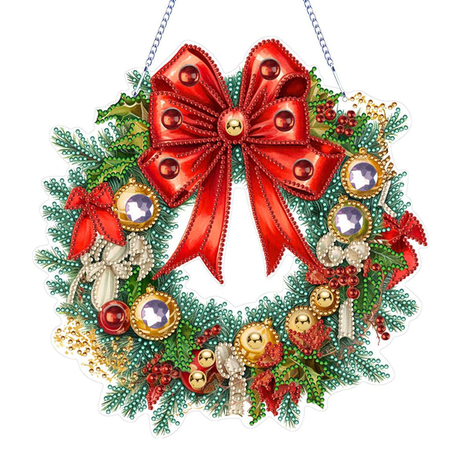 CLTYQ Kreativset Diamond Painting Weihnachtsdekorationskranz DIY Set,Weihnachtskranz, für Anfänger, Erwachsene & Kinder, Weihnachts Anhänger DIY Kit
