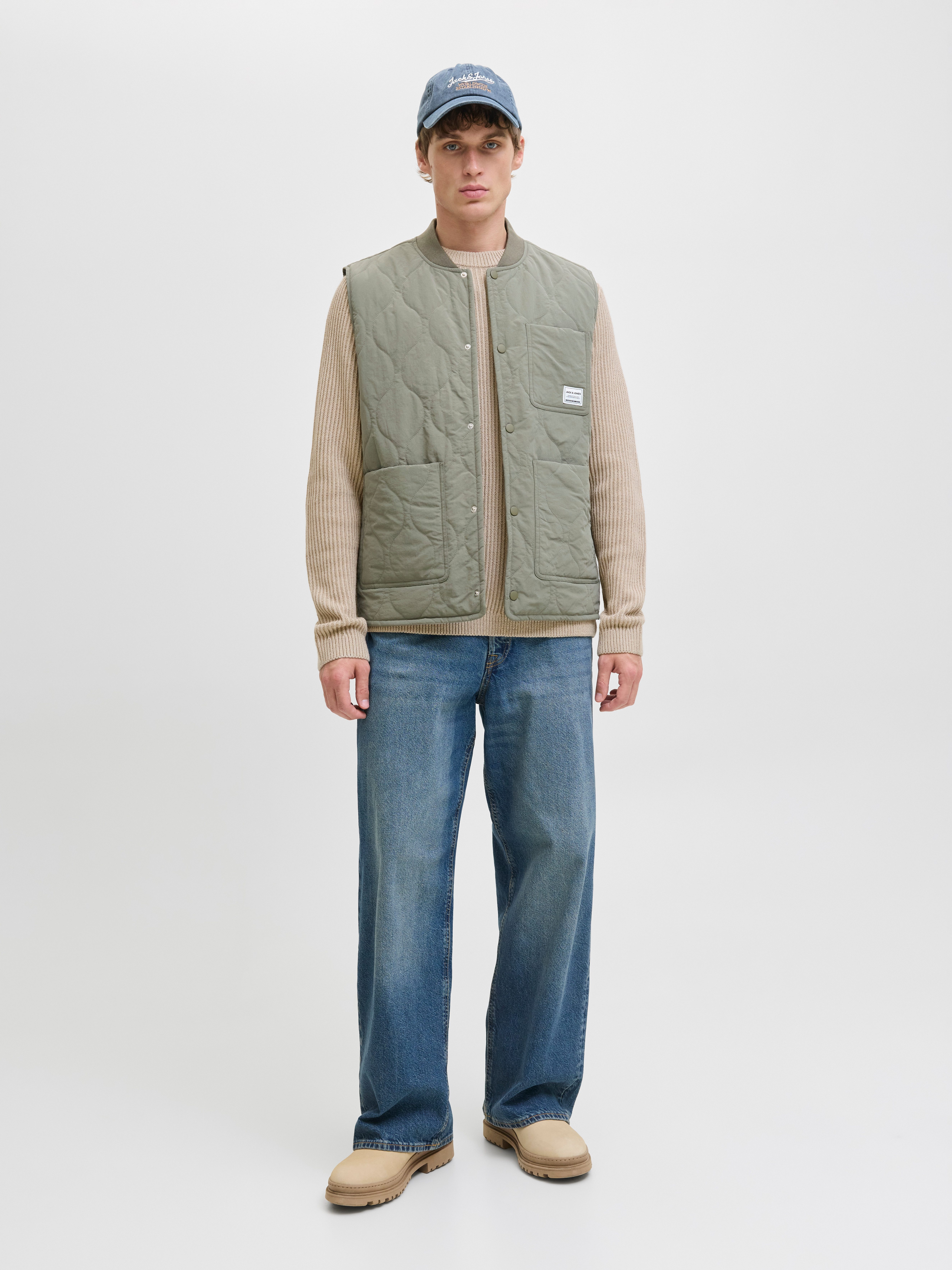 Jack & Jones Rundhalspullover JJEDOVER KNIT CREW NECK SN Baumwollmischung, regular fit