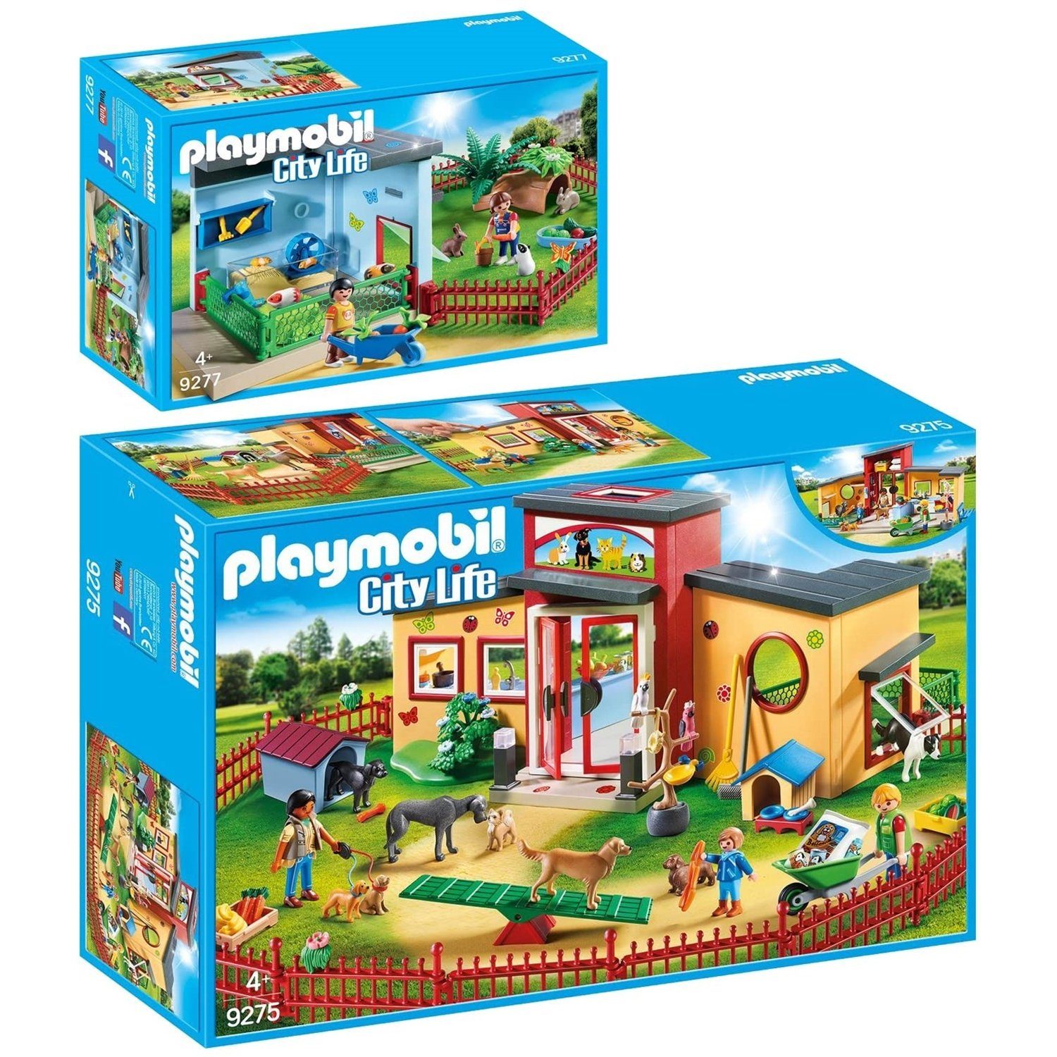Playmobil® Spielbausteine 9275 9277 City Life 2er Set Tierhotel +  Kleintierpension