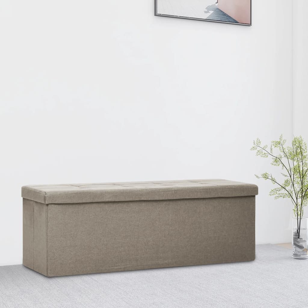furnicato Truhenbank Aufbewahrungsbank 110x38x38 cm Taupe mit Leinenimitatbezug