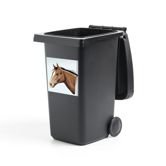 MuchoWow Wandsticker Illustration des Kopfes eines braunen Pferdes für Kinder (1 St) Mülleimer-aufkleber Mülltonne Sticker Container Abfalbehälter