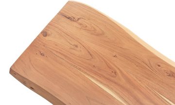 Junado® Essbank Noah, Akazie Massivholz, Stärke 26mm, natürliche Baumkante mit U-Gestell