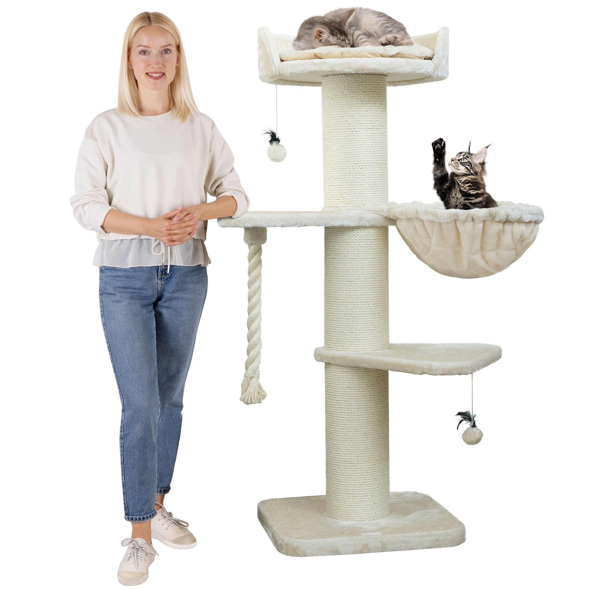 Happypet Kratzbaum COOPER, Katzenbaum 'Cooper', Gesamthöhe 150 cm, mit Spielseil und Spielball von Happypet