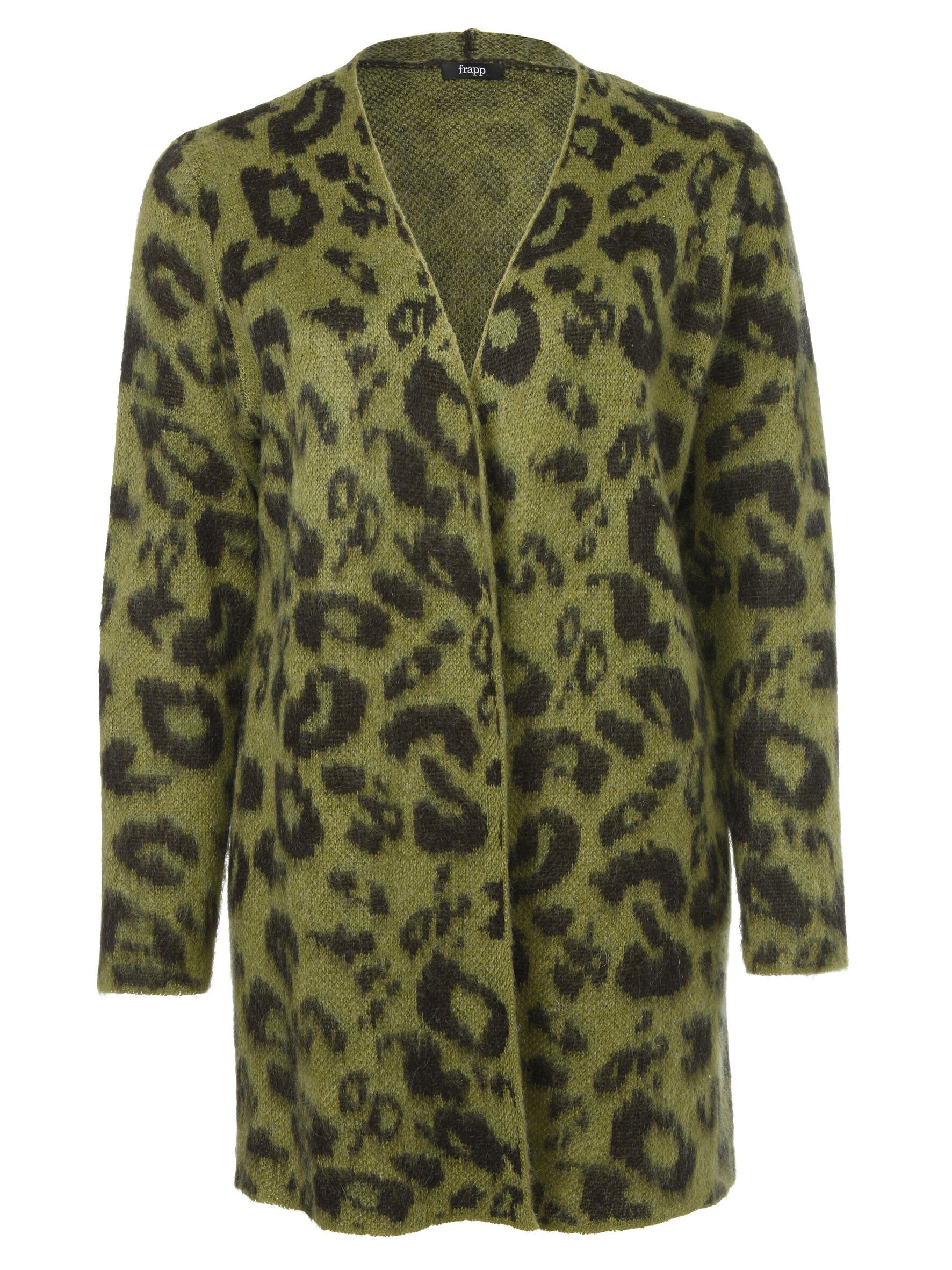 FRAPP Strickjacke Modische Strickjacke mit Animalprint günstig online kaufen