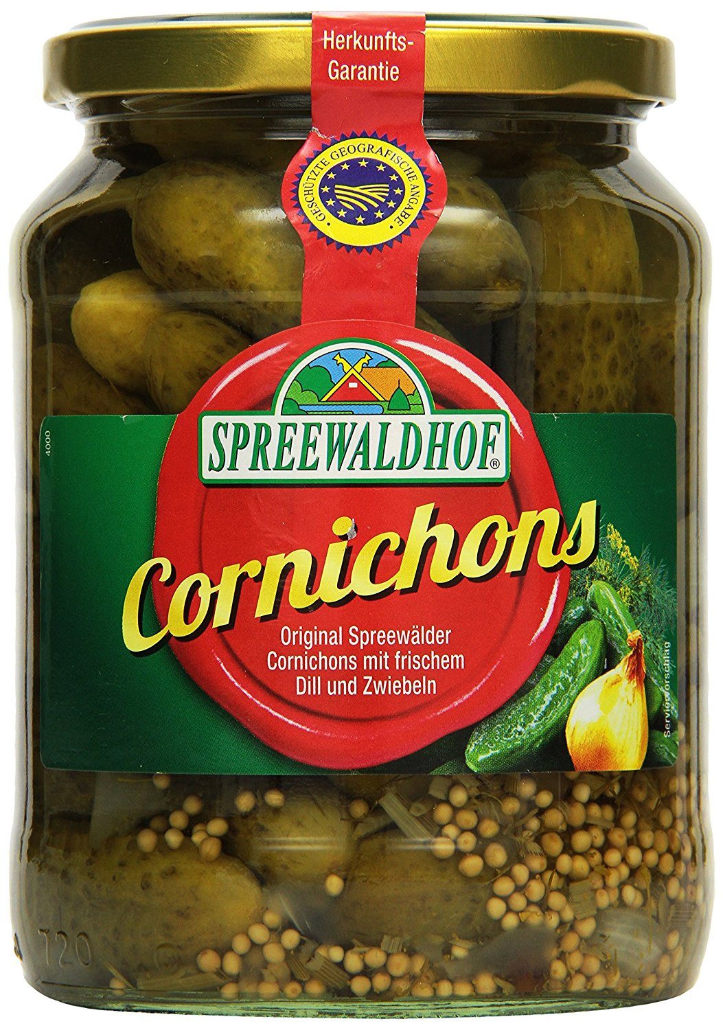 Spreewaldhof Gemüsekonserve, Spreewaldhof Original Cornichons mit Dill und Zwiebeln 720ml 6er Pack