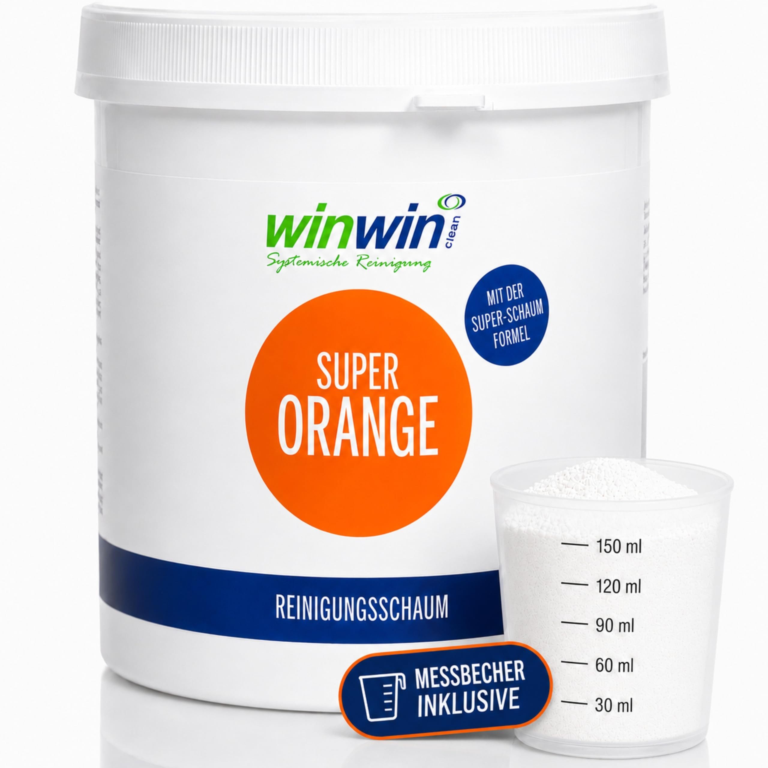 winwinCLEAN WC Reiniger Pulver 1kg I Löst Urinstein & Kalk sofort & ohne Schrubben Badreiniger (1kg Super Orange WC-Reinigungsschaum WC Reinigungsschaum, WC Reiniger, WC Pulver, Wc Reinigungspulver)