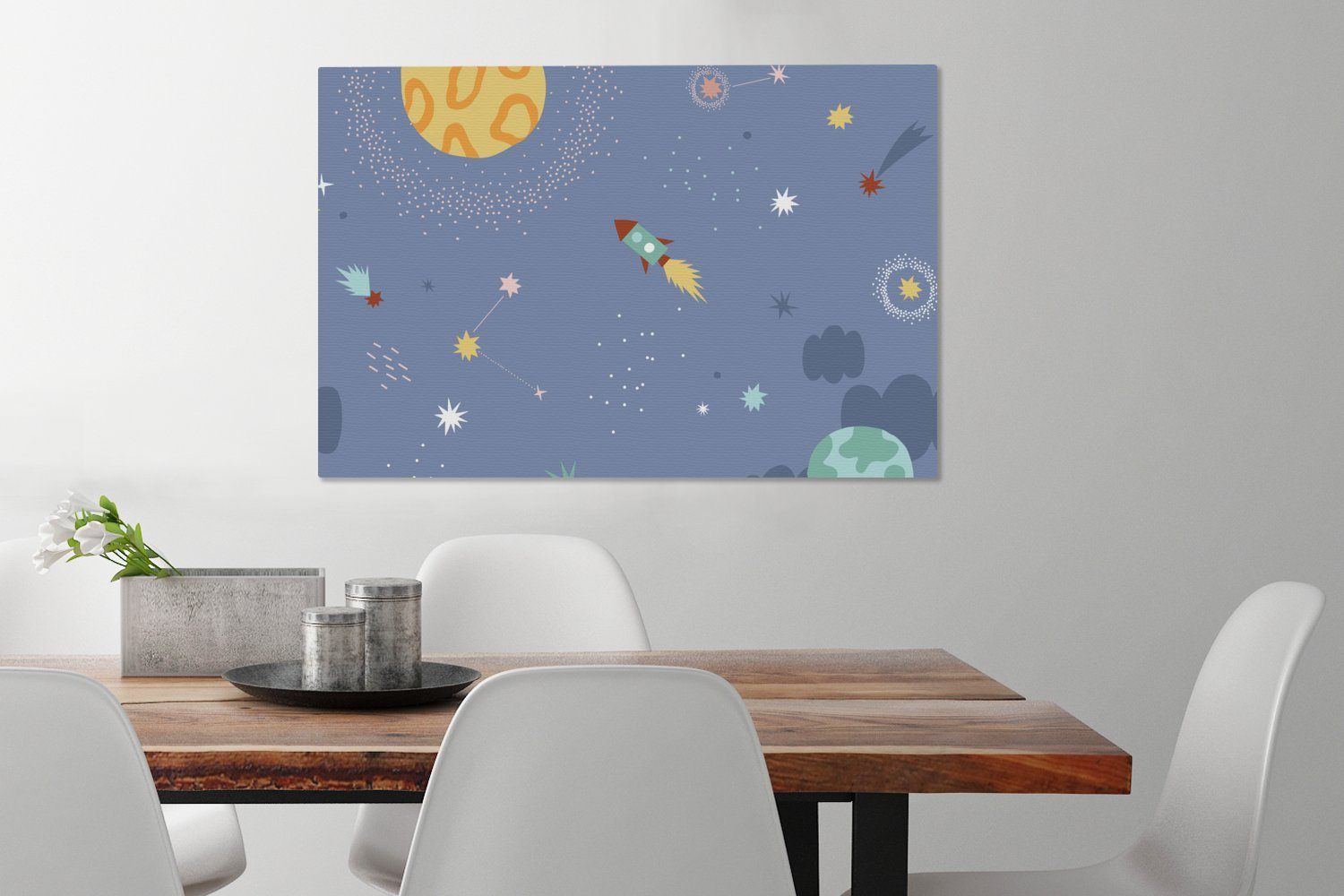Weltraum Sterne, - Aufhängefertig, 60x40 cm Leinwandbilder, OneMillionCanvasses® (1 Leinwandbild Kinderzimmer Wanddeko, bunt - St), Wandbild