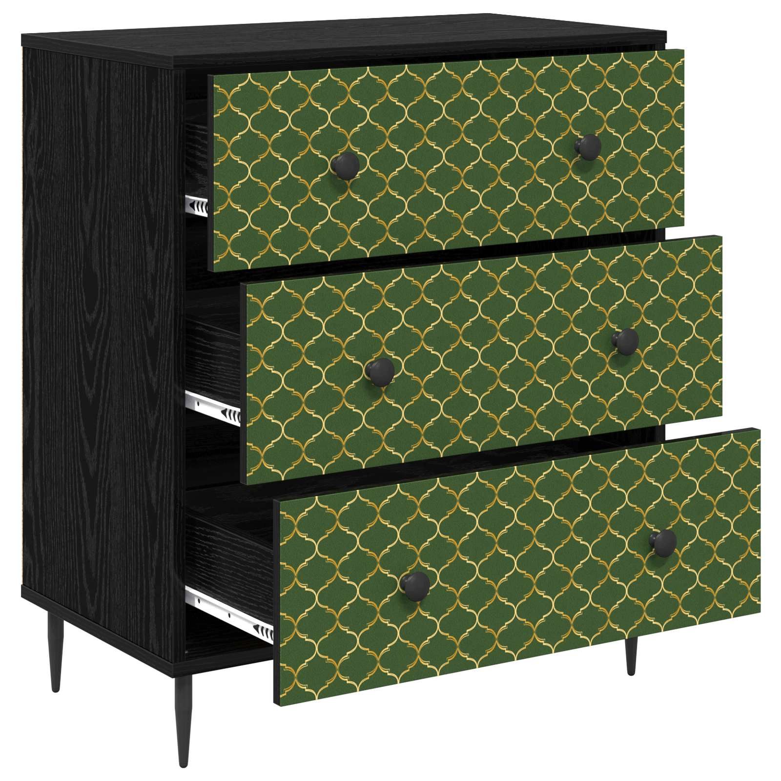 vidaXL Kommode 66 x 36,5 x 76 cm Kommode Schubladenschrank Sideboard GELEEN Smaragd g