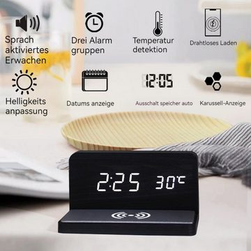 AUKUU Wecker Einfacher Einfacher kabelloser Ladewecker kreative LED Stille elektronische Uhr Geschenkuhr