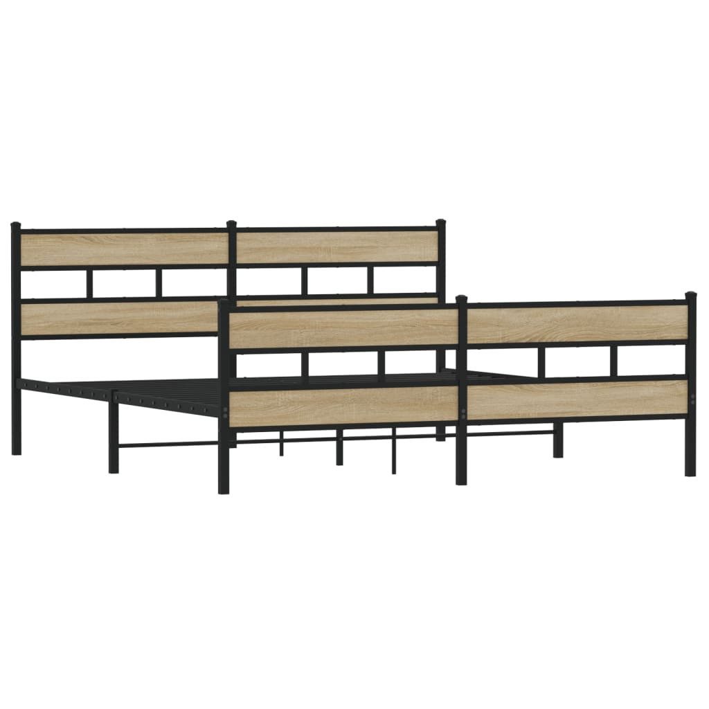 vidaXL Bett Metallbett ohne Matratze Sonoma-Eiche günstig online kaufen