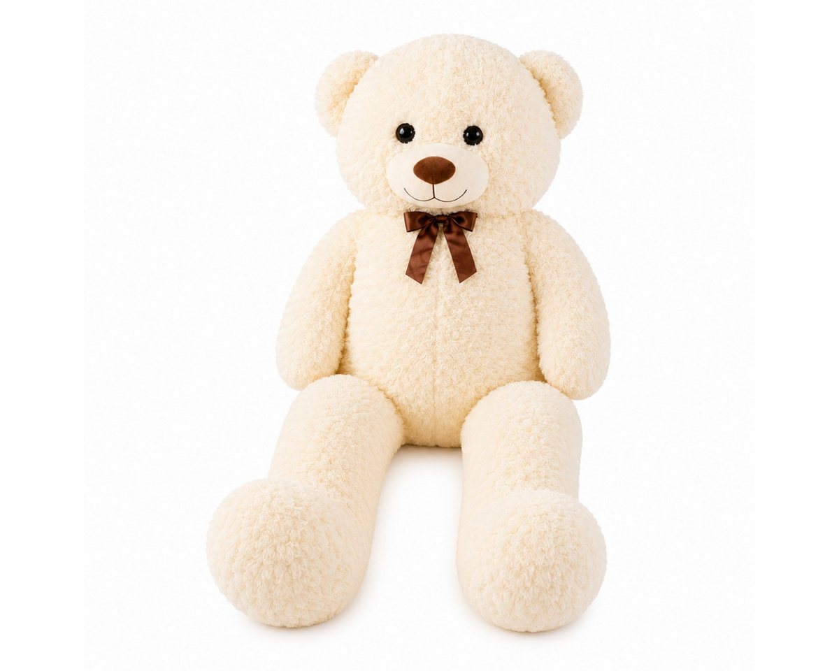 Jollity Kuscheltier XXL Teddybär 150 cm großer Plüschbär Kuscheltier Beige (1-St), Mit dekorativer Schleife