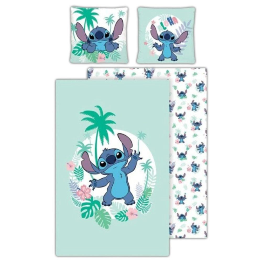 Bettwäsche Disney Stitch Blau Kinder Bettwäsche 2tlg. Set, Disney, 2 teilig, Baumwolle Bettdeckenbezug 135-140x200cm Kissenbezug 65x65 cm