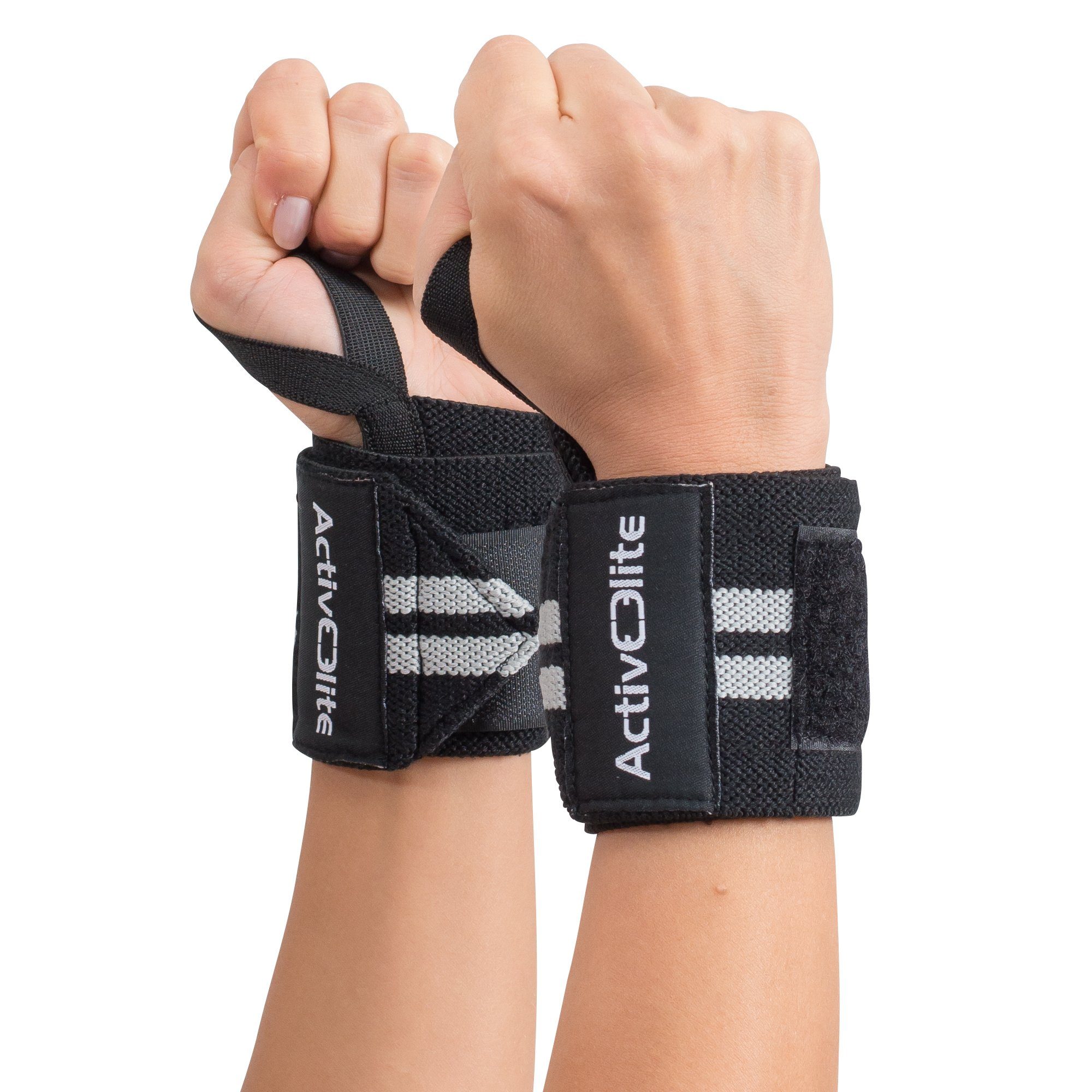 Activeelite Handgelenkbandage Handgelenkbandage (2er Set) Zughilfen Handgelenkstütze Handgelenkschoner Bandagen Latzughilfe - Für Sport & Fitness - Ideal für: Bodybuilding, Kraftsport, Crossfit, Powerlifting