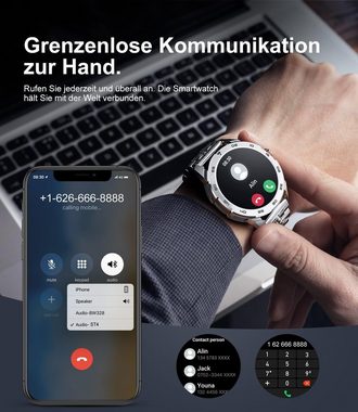 Lige Herren's Militärische Telefonfunktion 400mAh Wasserdicht Smartwatch (1,43 Zoll, Android/iOS), mit 100+ Sportmodi Aktivitätstracker,Herzfrequenz-/SpO2-Überwachung