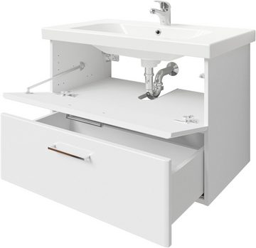 Saphir Badmöbel-Set Quickset 316 Waschplatz, Keramikwaschtisch mit Unterschrank, (2-St), 82 cm breit, 1 Klappe, 1 Auszug, Waschtisch Set mit Waschbecken