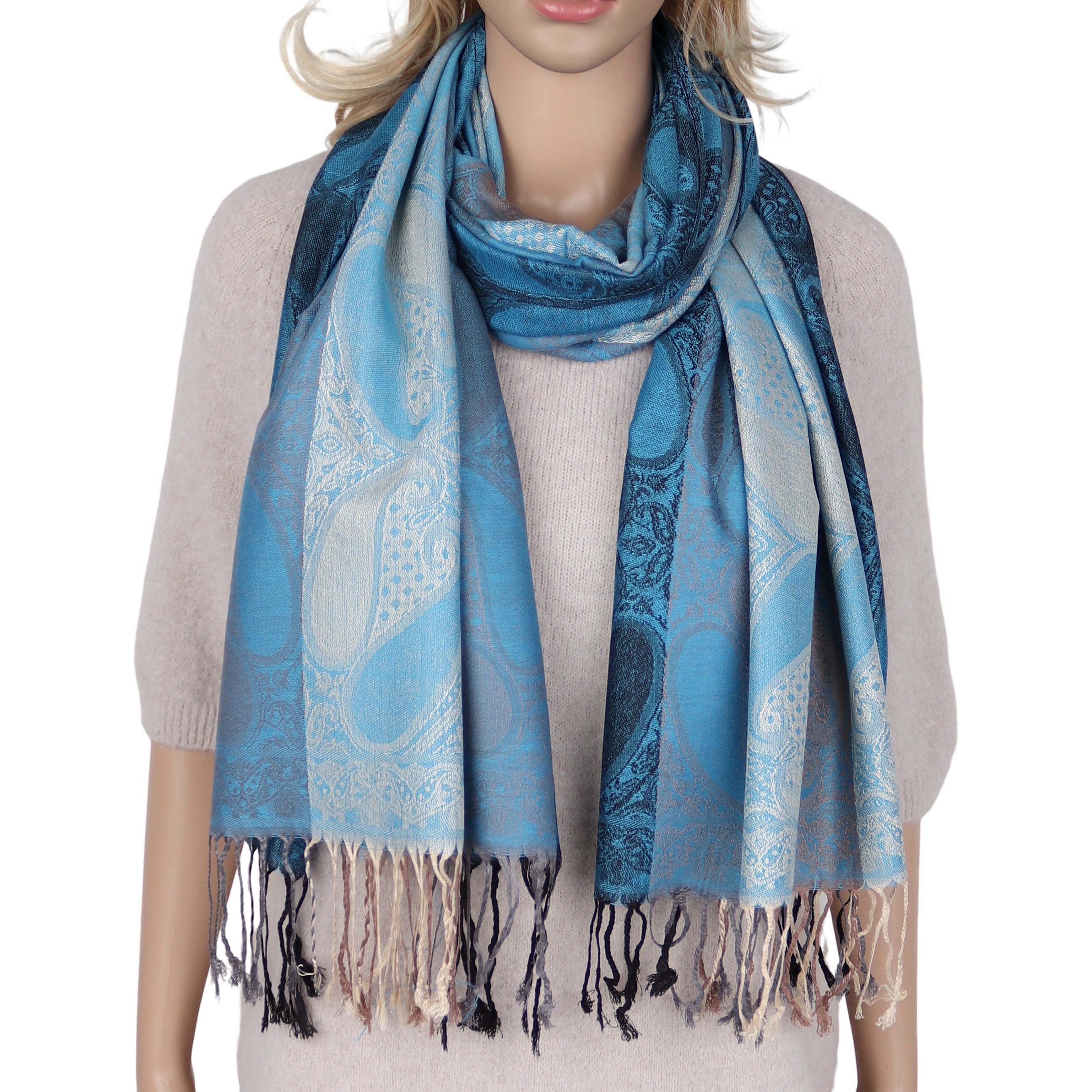 MIRROSI Modeschal weicher Schal BOHO Paisley mit Fransen, 70x180cm, (angesa günstig online kaufen