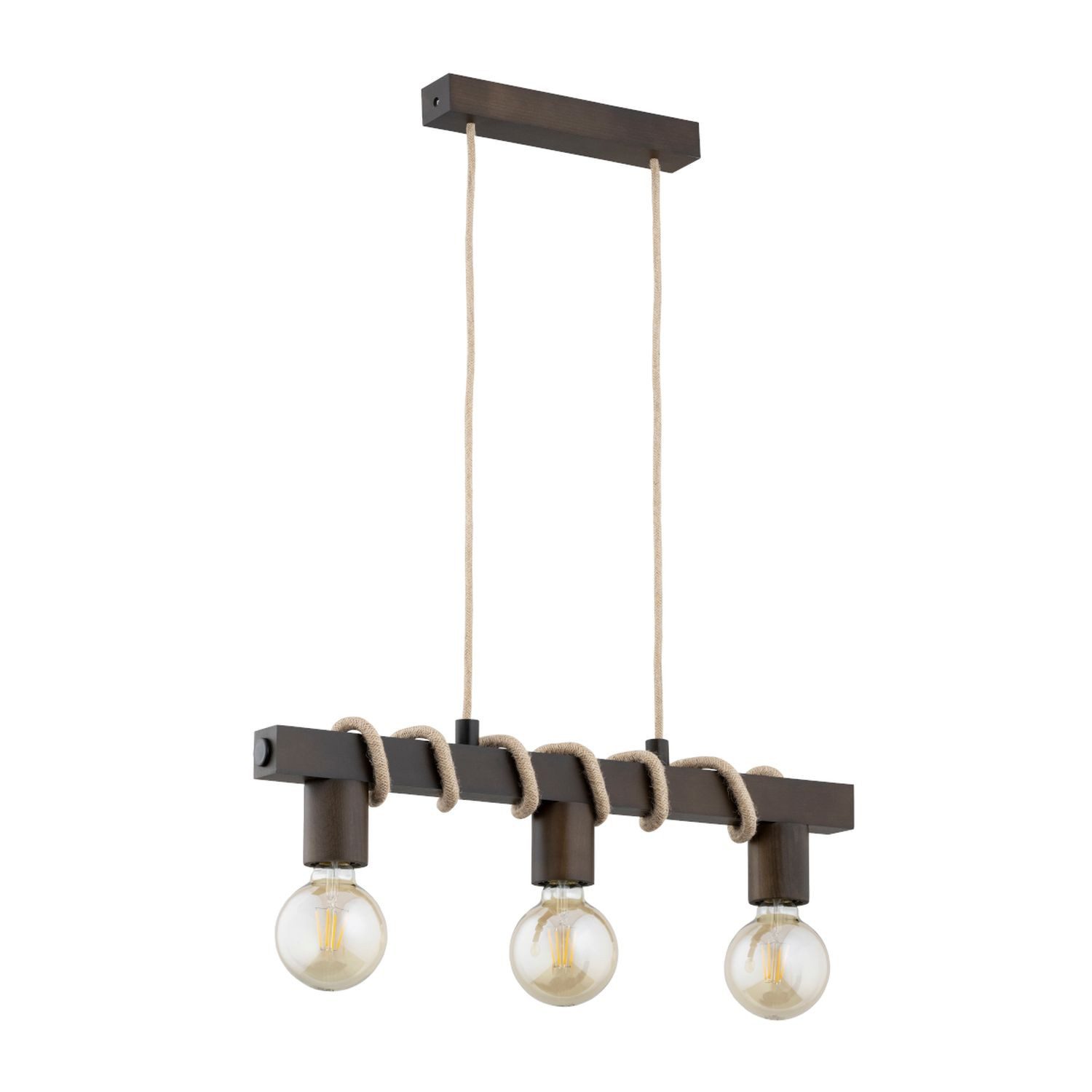 Licht-Erlebnisse Pendelleuchte NERIS, ohne Leuchtmittel, Holz H: max. 75 cm Schwarz E27 3-flammig länglich Skandinavisch