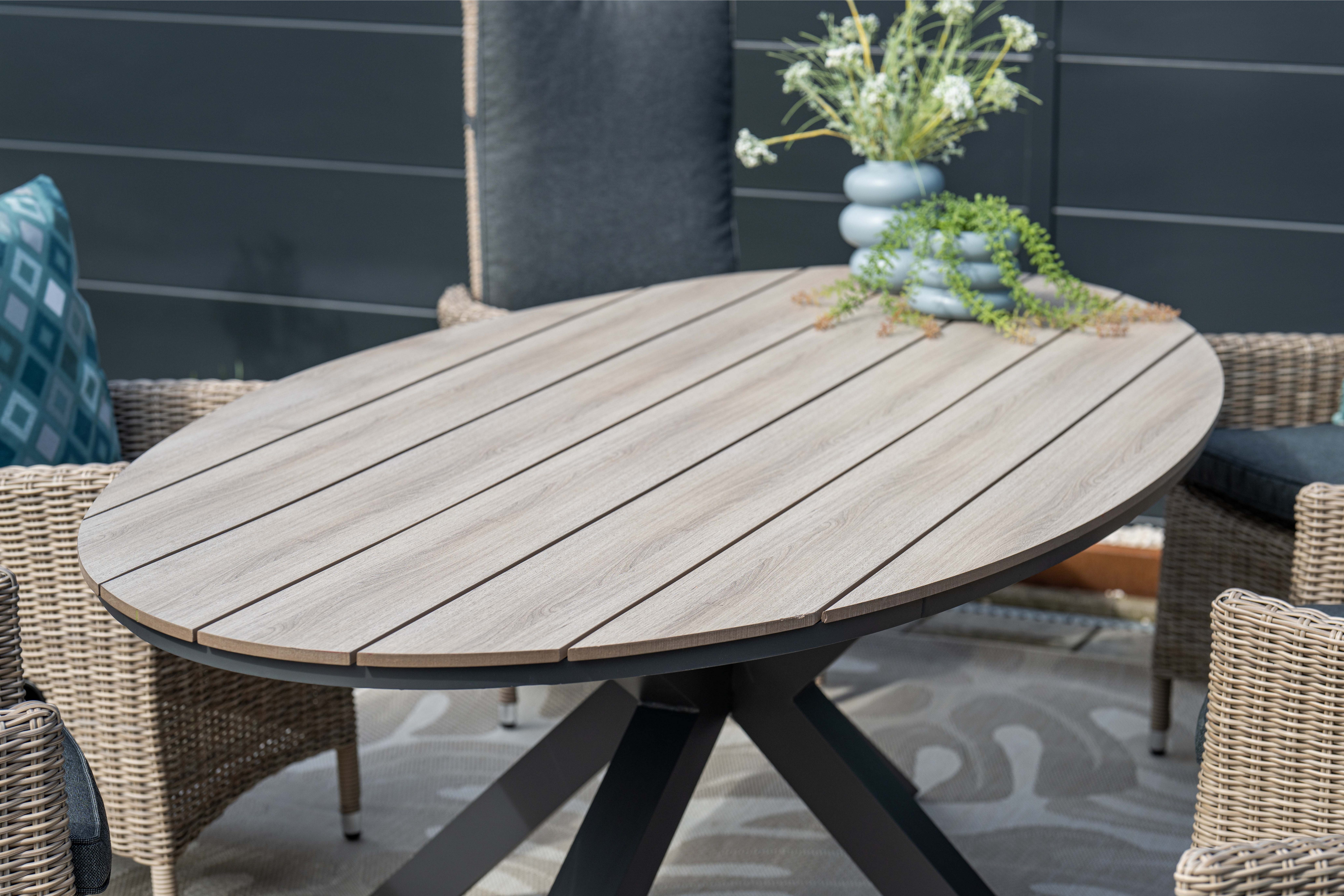 Gardissimo Gartentisch Armati hell oval 220x115 cm (Esstisch, 1 Tisch), höhenverstellbare Füße / absolut wetterfest / pflegeleicht / Aluminium