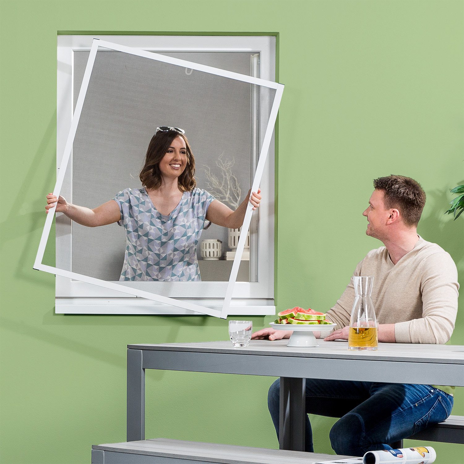 empasa Insektenschutz-Fensterrahmen "MASTER SLIM", Fliegengitter geringe Einbautiefe - matte Aluminium Profile