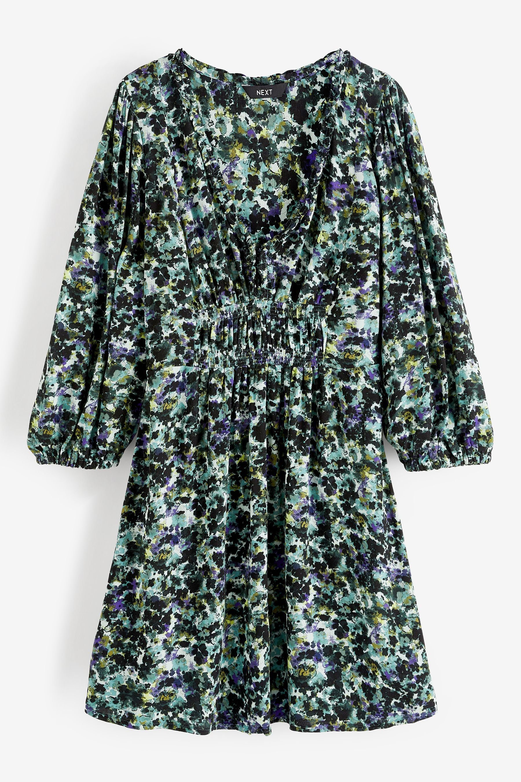 Next Minikleid Langärmeliges, tailliertes Minikleid (1-tlg) Blue Floral | Kleider